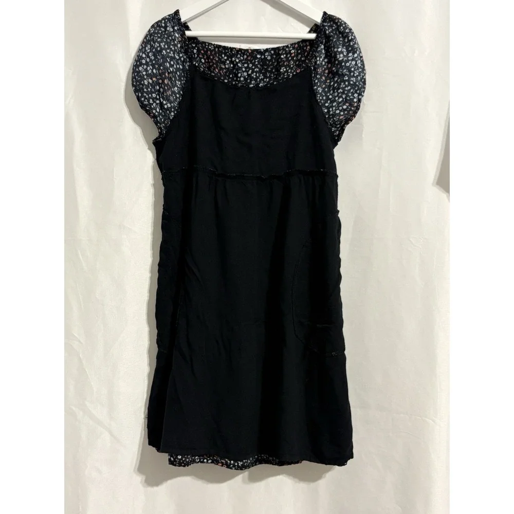 ABERCROMBIE GIRLS SIZE 13/14 BLACK  FLORAL FIT & FLARE DRESS